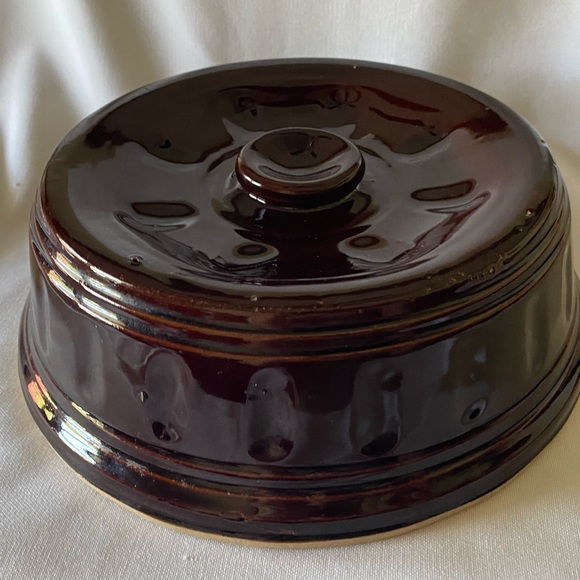 Vintage Brown Glaze Bean Pot Crock Stoneware Dutch Oven Lidded Casserole USA - Picture 7 of 8